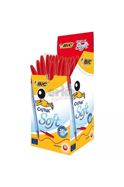 Bic Tükenmez Kalem Cristal Soft 1.0 Mm Bilye Uç Kırmızı ( 50 Li Kutu ) 918520 - 50'li Paket