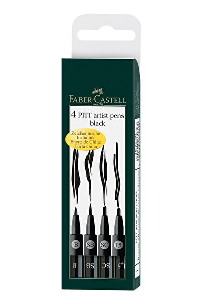 Faber Castell 4 Pitt Artist Pens Black 5632758