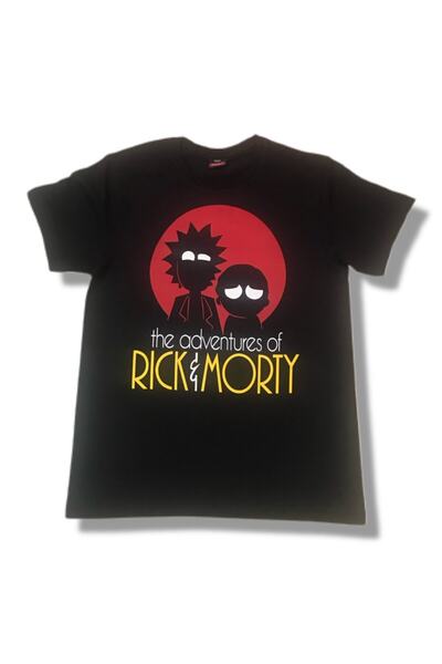 Erkek Siyah Rick And Morty Baskılı T-shirt