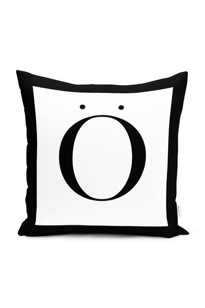 Realhomes Husă de pernă alb-negru cu litera O cu design special cu imprimare ...