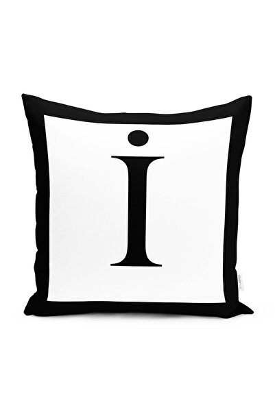 Realhomes Siyah Beyaz I Harfli Özel Tasarım Dijital Baskılı Yastık Kırlent Kı...