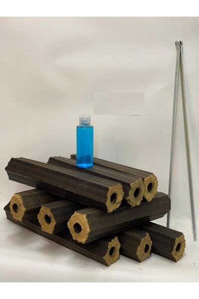 CEREN MANGAL Şömine Soba Briket Odun 60 Kg Tutuşturucu Jel, Odun Tutma Maşası Hediyeli