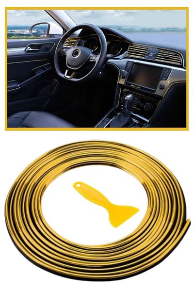Buffer Gold Car Auto Trim Decoration Strip Rubber Elastic Easy Installation 5 Meters Strip Tape
