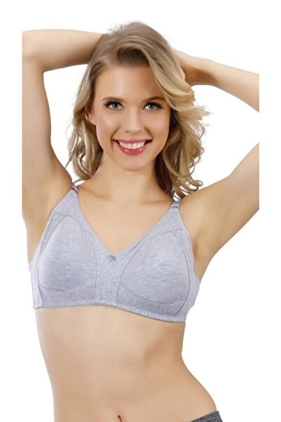 QULAT Πακέτο με 2 γυναικεία γκρι χτενισμένα βαμβακερά σουτιέν χωρίς ραφές