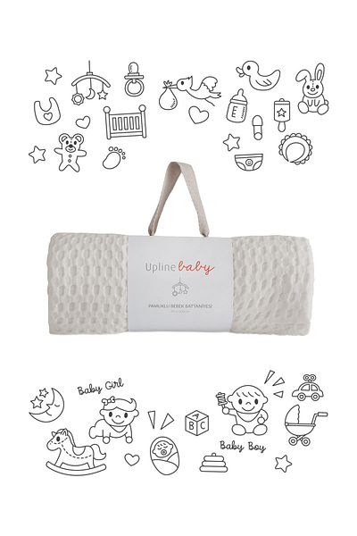 Upline Baby Ecru 100% Cotton Baby Blanket(90x100)