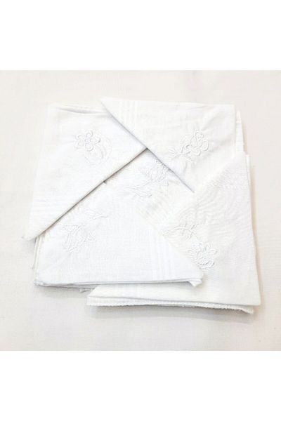 BERKAY Cotton 12 Pieces Embroidered Women's Handkerchiefs from Sun Tekstil 29x29 Cm
