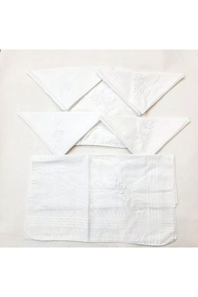 BERKAY Cotton 12 Pieces Embroidered Women's Handkerchiefs from Sun Tekstil 29x29 Cm