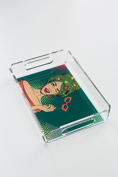 Queen Bee İstanbul Pop Art6 Patterned Plexiglass Tray 25cm X 17 Cm