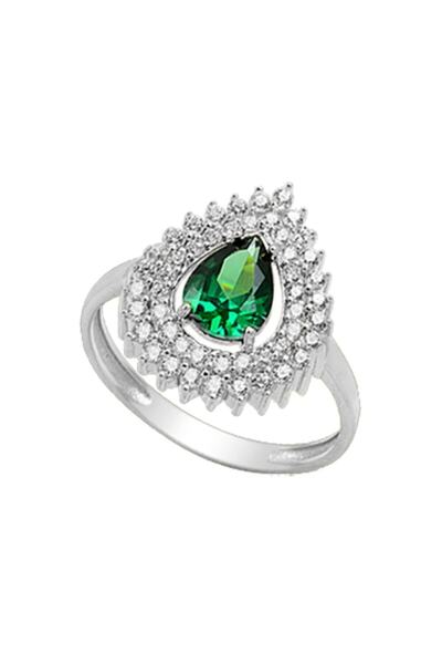 OSMANLI GÜMÜŞ Dionisos Zümrüt Taşlı Bayan Gümüş Yüzük