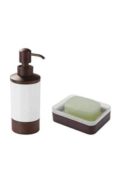 Genel Markalar Sıvı Sabunluk Sabunluk Ahsap Kahverengi 2 Li Banyo Seti,