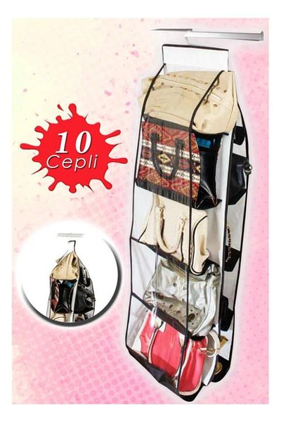 İndiriminVar Women's Compartment Bag with 10 Pockets - Organizer with Strap