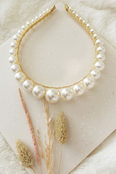 MARCHE ACCESSORIZE تاج لؤلؤي كبير ملفوف بسلك نسائي