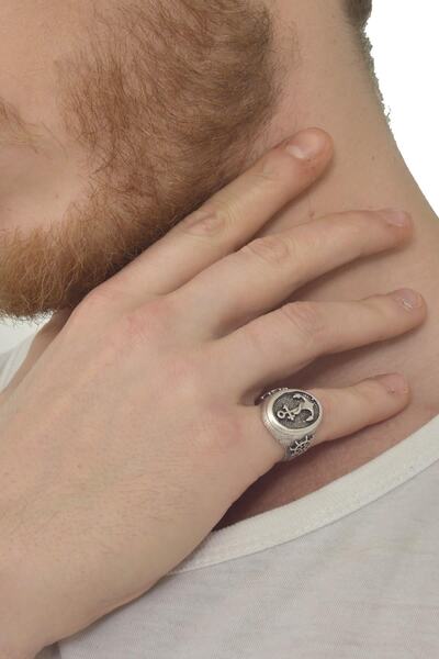 LABALABA Erkek Antik Gümüş Kaplama Gemici Yüzük