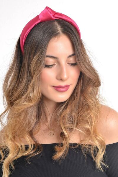 hahai accessories Γυναικείο σατέν στέμμα με κόμπους φούξια χρώματος Hahai