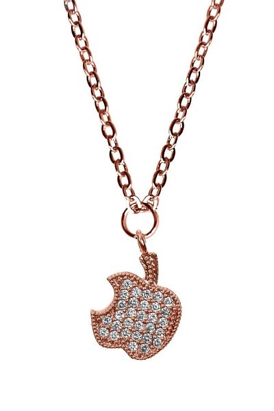 LABALABA Women's Zircon Stone Apple Symbol Pendant Necklace
