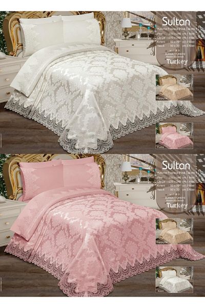 Prestij Home TEKSTİL Sultan French Cut Chenille Double 6 Piece Pique Set