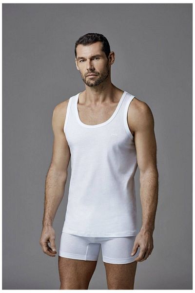 Dagi Men's White Combed Cotton Strappy Tank Set of 2