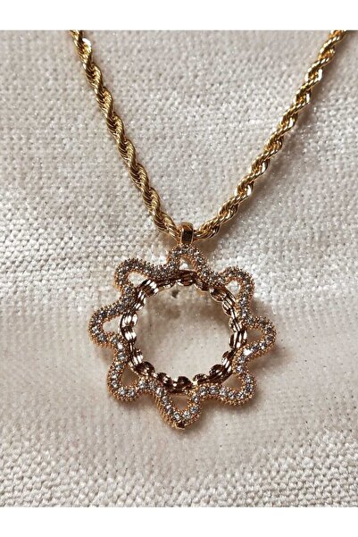 GEZERGOLD TAKI Kadın Çeyrek Altın Takılan Kolye 22ayar Altın Kaplama Zirkon T...