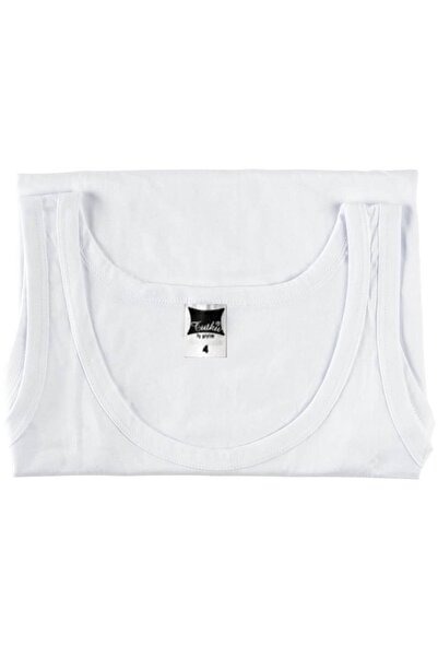 Tutku Tricou alb din bumbac cu nervuri pentru băieți, pachet de 6