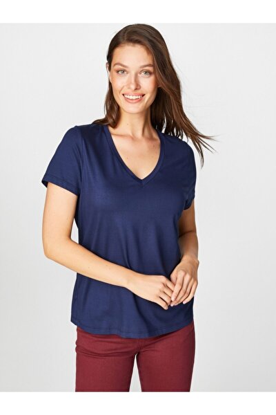 Faik Sönmez V Yaka Kısa Kol T-Shirt B00001