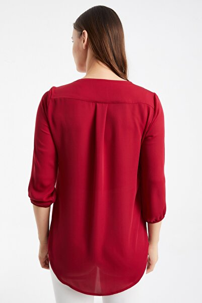 Laranor Burgundy Collar Detail Blouse