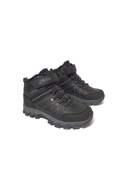 MP ONE Unisex Παιδικές μαύρες μπότες με κορδόνια