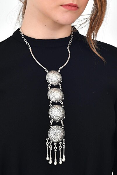 LABALABA KADIN ANTİK GÜMÜŞ KAPLAMA SİMGE KOLYE