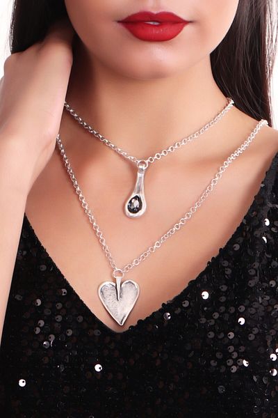 LABALABA Women's Sawaroski Stone Detailed Chain Combination Necklace
