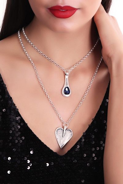 LABALABA Women's Sawaroski Stone Detailed Chain Combination Necklace