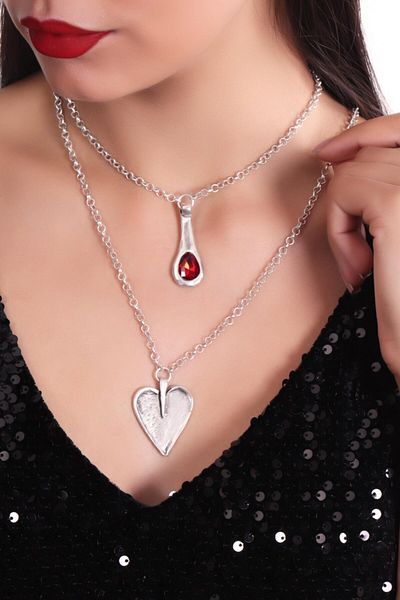 LABALABA Women's Sawaroski Stone Detailed Chain Combination Necklace