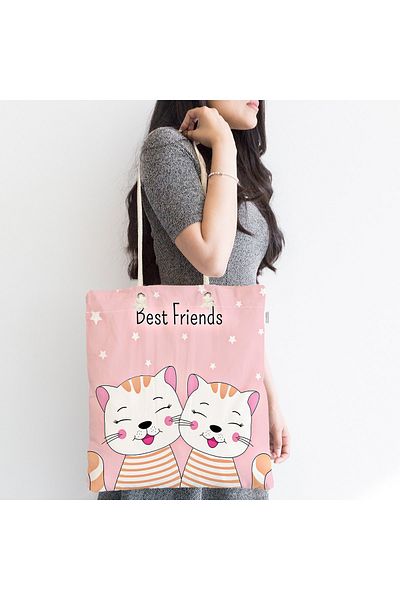 Realhomes Best Friends Cats Τσάντα παραλίας με φερμουάρ ειδικά σχεδιασμένη