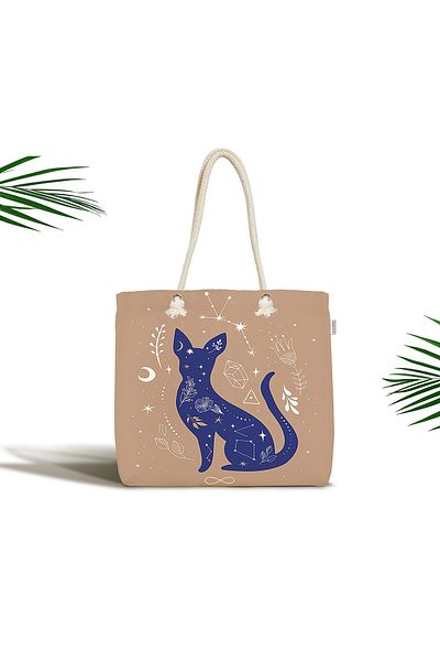 Realhomes Υφασμάτινη τσάντα Unisex Blue Cat με φερμουάρ