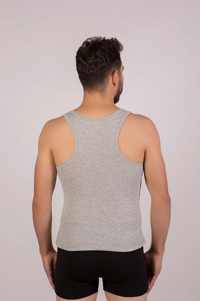 AYD UNDERWEAR Ανδρικό γκρι αθλητικό μονό ριμπ - Πακέτο 2 100% βαμβάκι