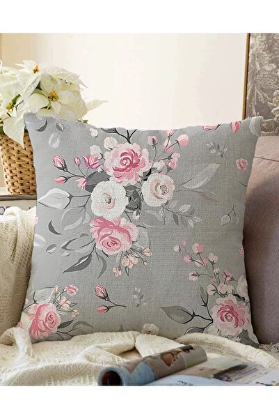 Realhomes غطاء وسادة منسوج على شكل ورقة شجر بنمط فلامنغو على خلفية ملونة مزدو...