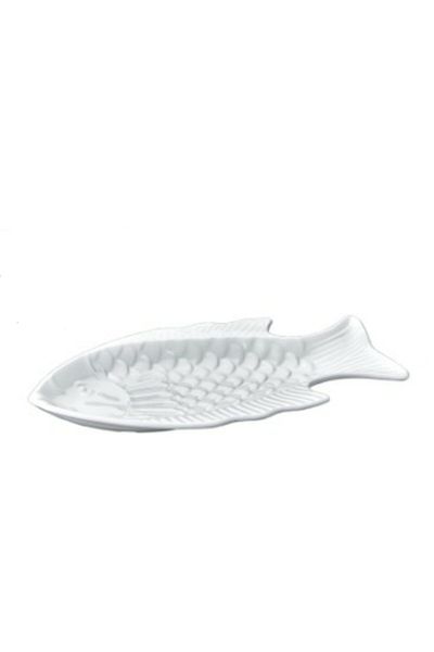 Evren Fish Patterned White Serving Plate Thermo Melamine