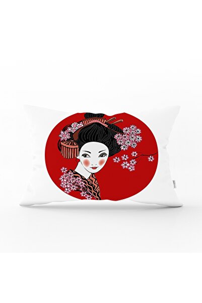Realhomes Japanska devojka moderna pravougaona navlaka za jastuk sa dizajnom ...