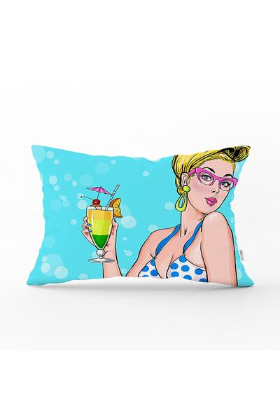 Realhomes Pop Art Girl Decorativ Design Special Pernă dreptunghiulară Husă de...