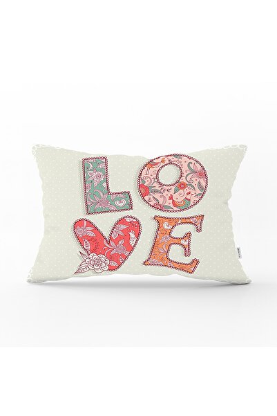 Realhomes Aşk Temalı Dijital Baskılı Dekoratif Dikdörtgen Yastık Kırlent Kılıfı