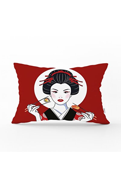 Realhomes Moderna pravougaona jastučnica sa motivom japanske devojke koja jed...