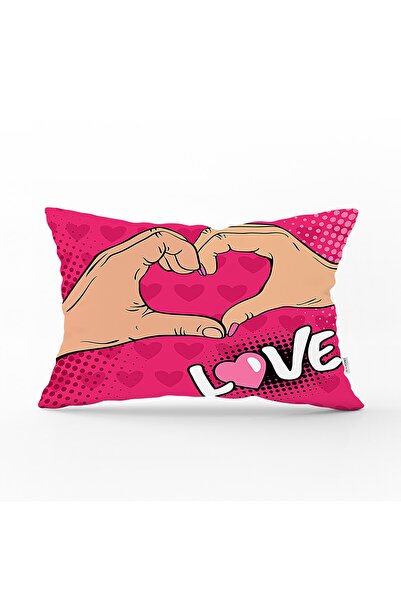 Realhomes Pink Love Popart Designed Digital Printed Rectangular Pillow Throw ...