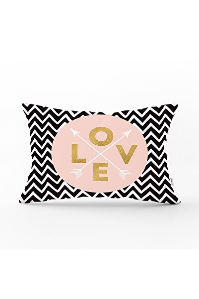 Realhomes Geometrijski zigzag oblikovan pravougaonik jastuk sa natpisom "Ljub...