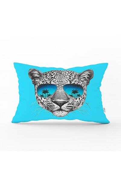 Realhomes Cool moderna pravougaona jastučnica sa leopard uzorkom, plavom poza...