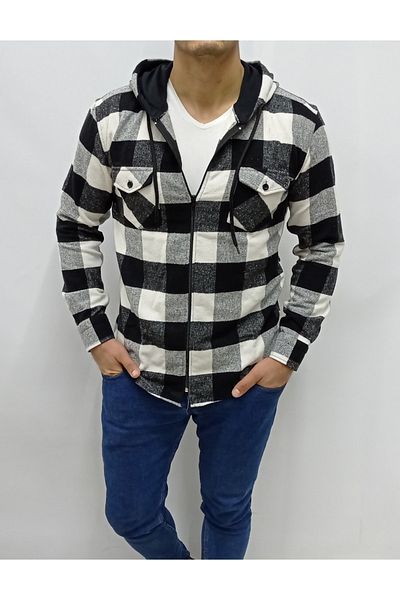 YNGMENCLASS Plaid Patterned Cashmere Cotton Lumberjack Cardigan