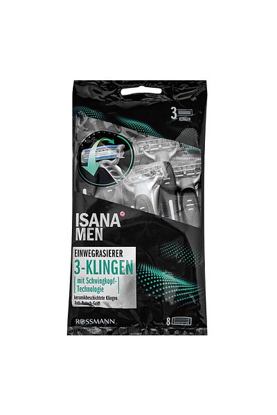 ISANA MEN Shaving Razor 3 Blades 8 Pieces