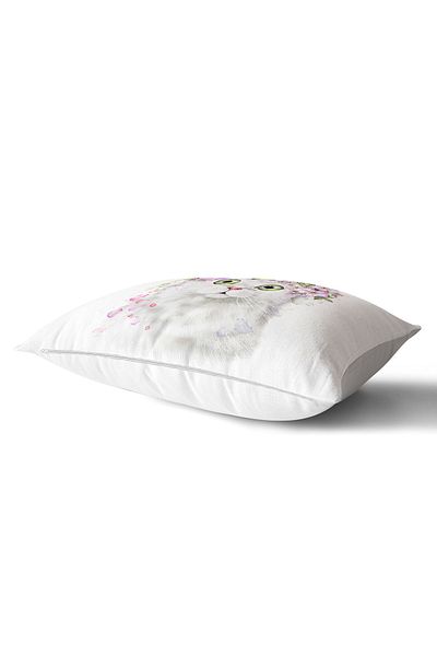 Realhomes Husă de pernă dreptunghiulară modernă, imprimată digital, cu motiv floral de pisică