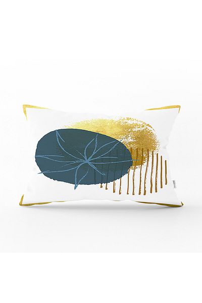 Realhomes Gold Cerceve în interior cu model oval husă de pernă dreptunghiulară modernă, pe fundal alb