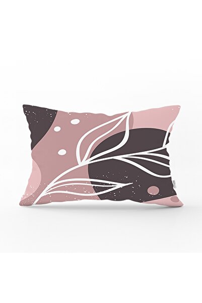 Realhomes Pudra Zeminde Beyaz Renkli Yaprak Çizimi Dijital Baskılı Modern Dik...