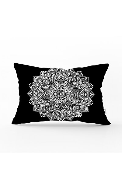 Realhomes Black and White Mandala Design Decorative Rectangular Throw Pillow ...