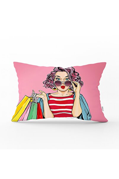 Realhomes Ružičasta pozadina, popart uzorak, dekorativna pravougaona jastučnica