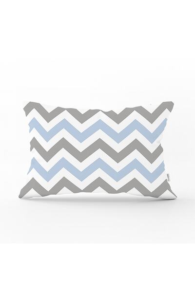 Realhomes Gray Blue Zigzag Patterned Digital Printed Modern Rectangular Throw...